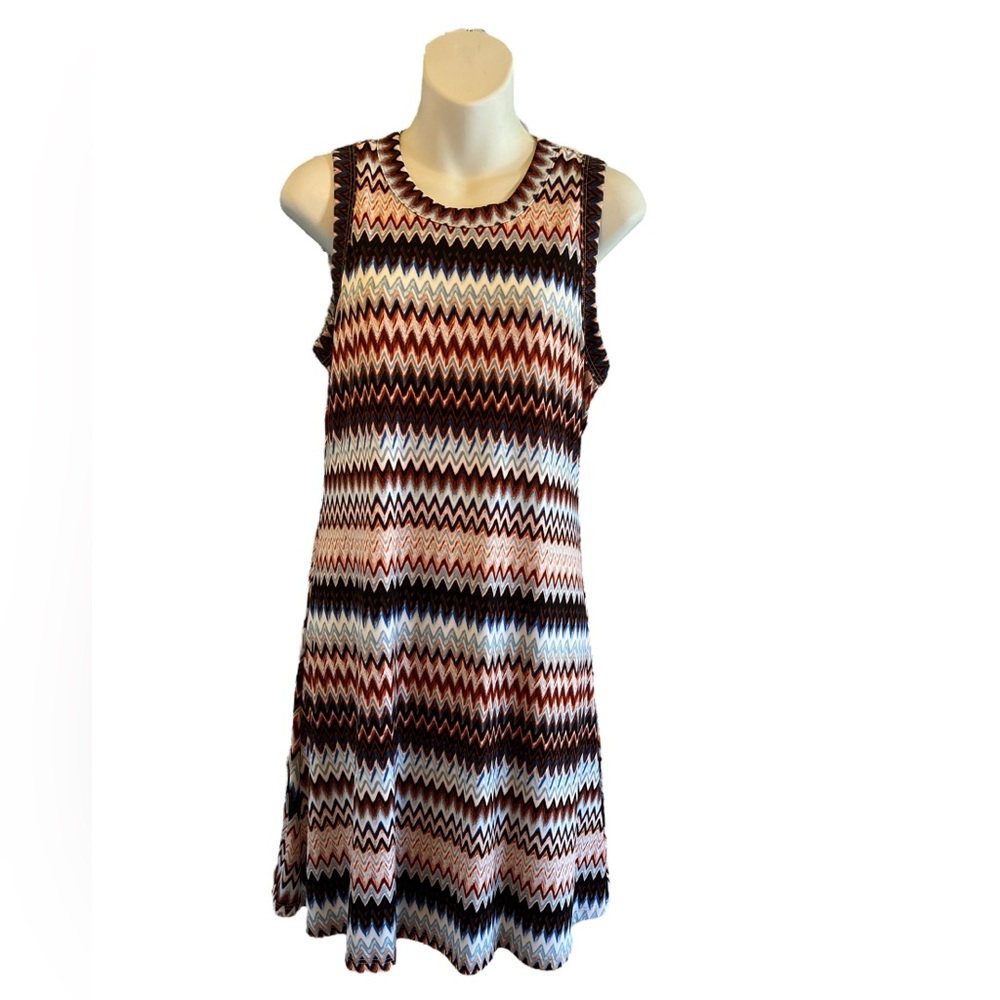 Karen Kane Multicolored Zig - Zag Pattern, Sleeveless Women’s Dress Size Medium
